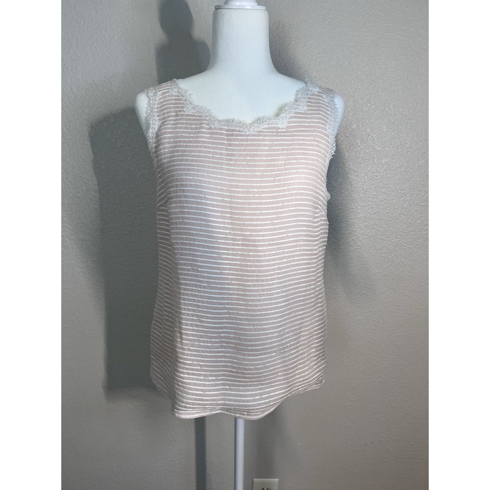 Oscar de la Renta Silk Light Pink Striped Top‎ Size 8 Made in USA  Coquette